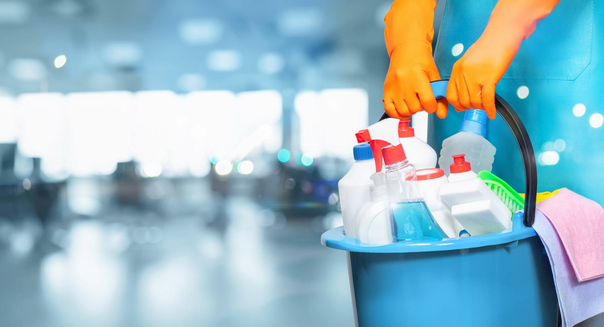 Concept of providing cleaning services in office.